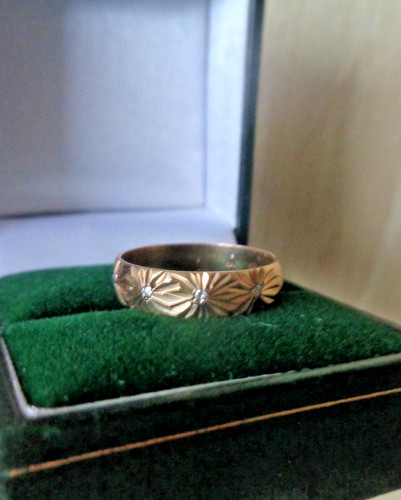 Gold diamond wedding ring - ring,