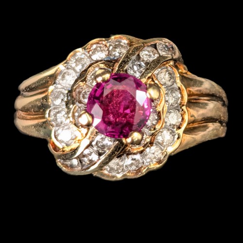 Anello vintage rubino diamanti - vintage,