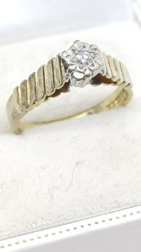 1980 9ct gold diamond ring - gold,