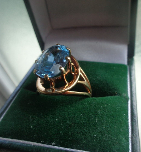 Gold ring blue - ring, topaz