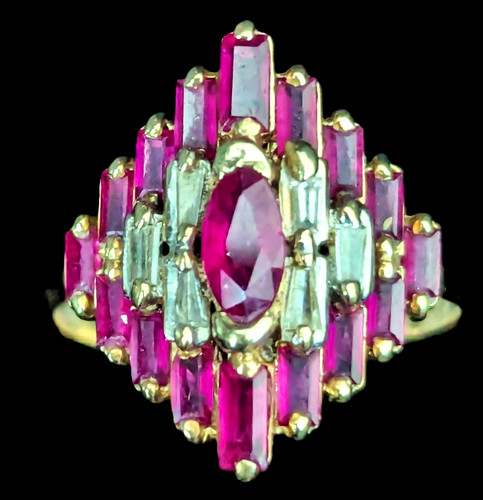 Anello vintage rubini diamanti - vintage,